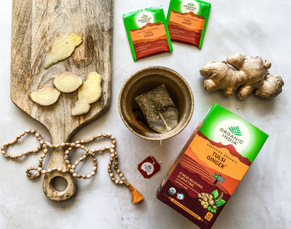 Tulsi Ginger, Tulsi tea, organic tea, tulsi, herbal tea, herbal infusions, sleep tea, turmeric tea, ashwagandha, holy basil, holy basil tea, green tea, lemon ginger tea, tea for sleep, moringa, ORGANIC INDIA, ORGANIC INDIA Australia, herbal supplements